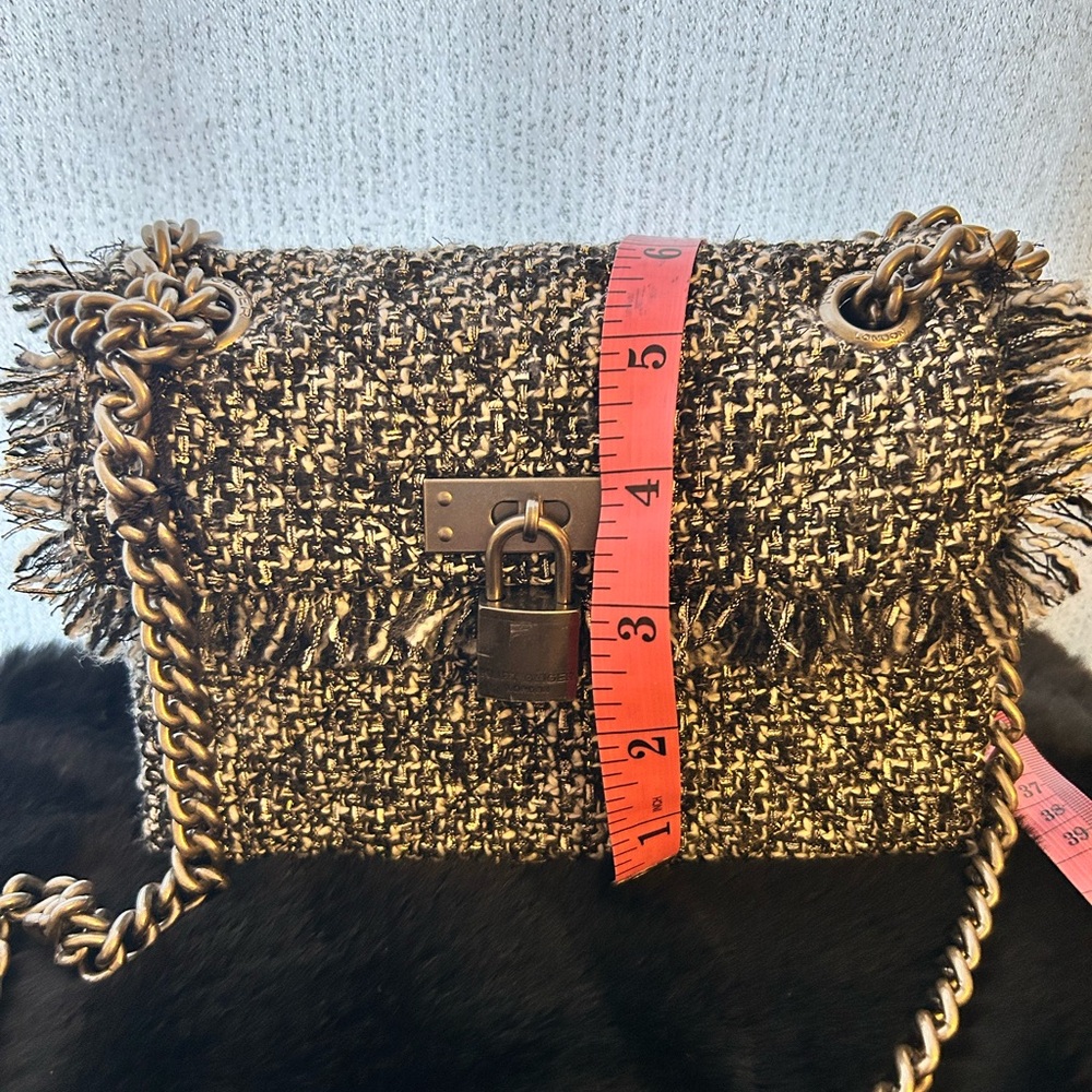Kurt Geiger Black and White Tweed Shoulder Bag - Picture 3 of 6